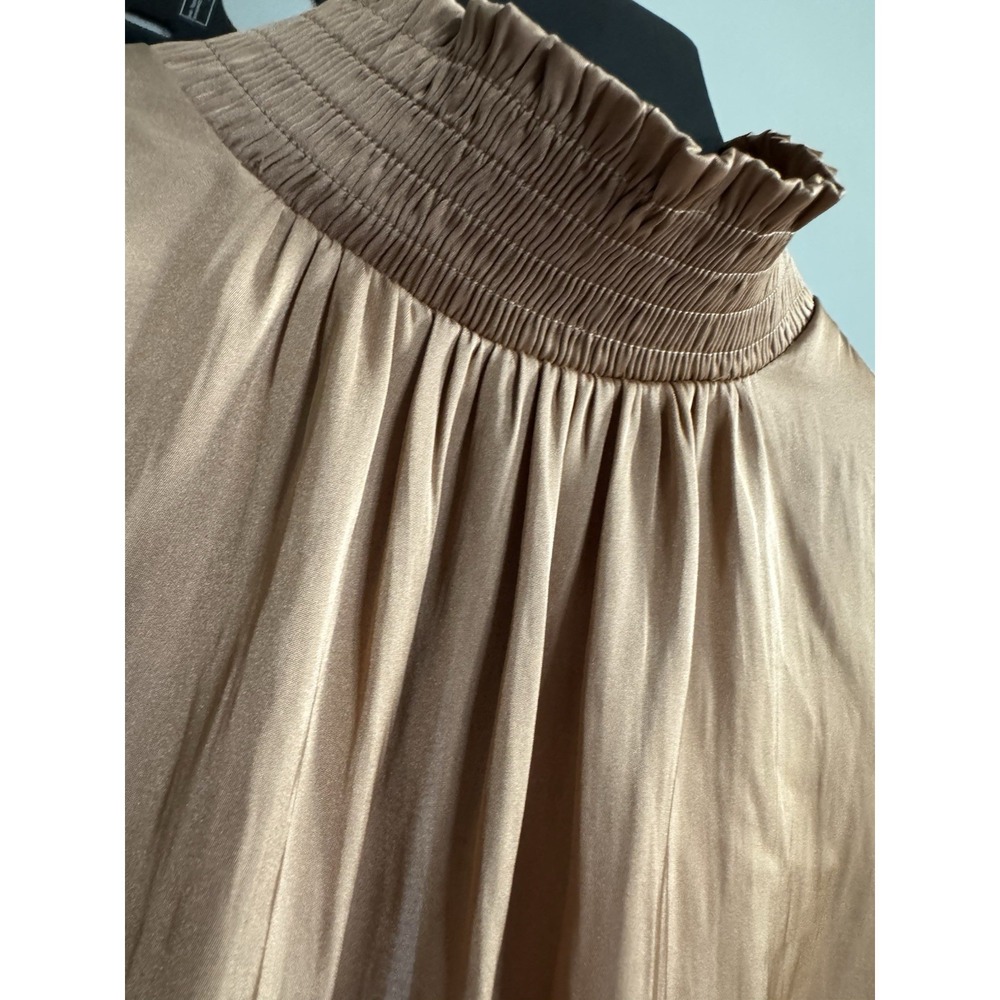 Express Women's Tan High Smocked Neck Sleeveless Blouse Size XS - Picture 2 of 7